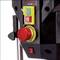 Machine control with green start button, yellow push button and red emergency stop button. R.P.M. indicator in the upper area.