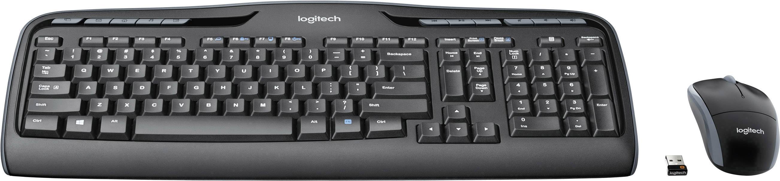 Logitech MK330 Radio Keyboard and mouse Multimedia English (US internat.), QWERTY Black |