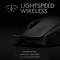 Black gaming mouse with 'Wireless Lightspeed Technology' inscription, promoting a fast, wireless gaming experience without lag.