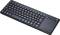 Black wireless keyboard with integrated touchpad, perfect for comfortable typing and navigation without a mouse.