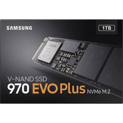 Samsung V-NAND SSD 970 EVO Plus NVMe M.2, 1TB. Product image of a computer storage card with branding and specifications.