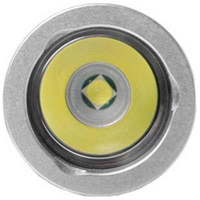 A LED light in close-up, showing the central lens and surrounding reflective surfaces for clear illumination.