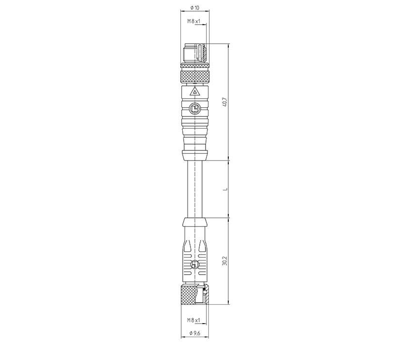 Technical drawing of a connector with length specifications: Total length 132 mm, Internal elements from 32 mm to 95 mm.