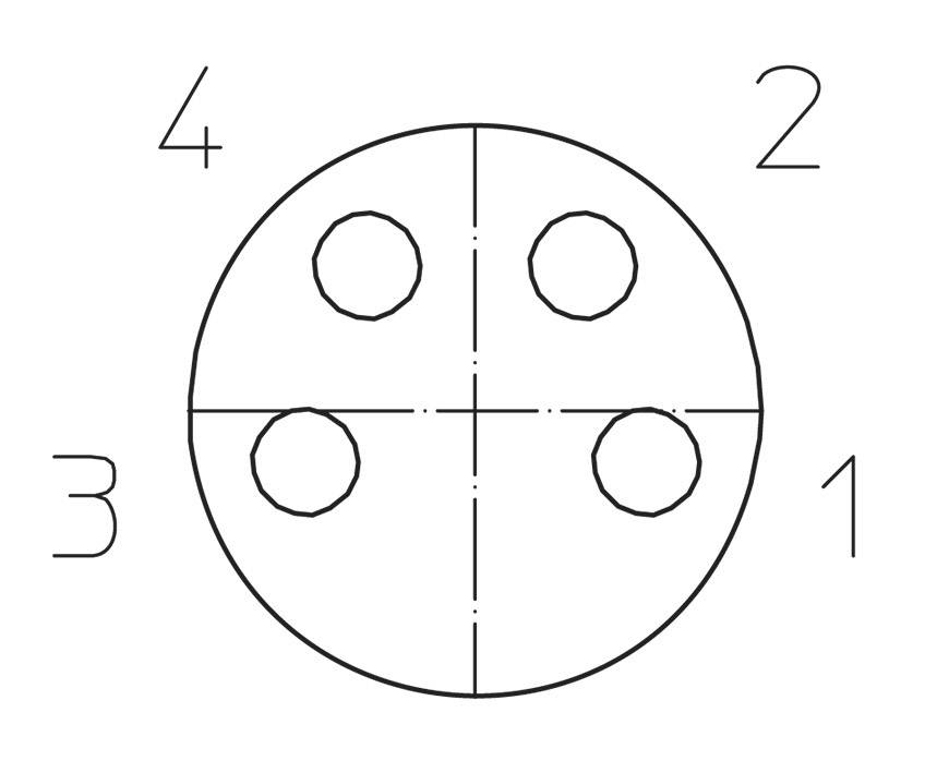 Pie chart with four labelled sectors, each containing a circle. The sectors are numbered from 1 to 4 clockwise.