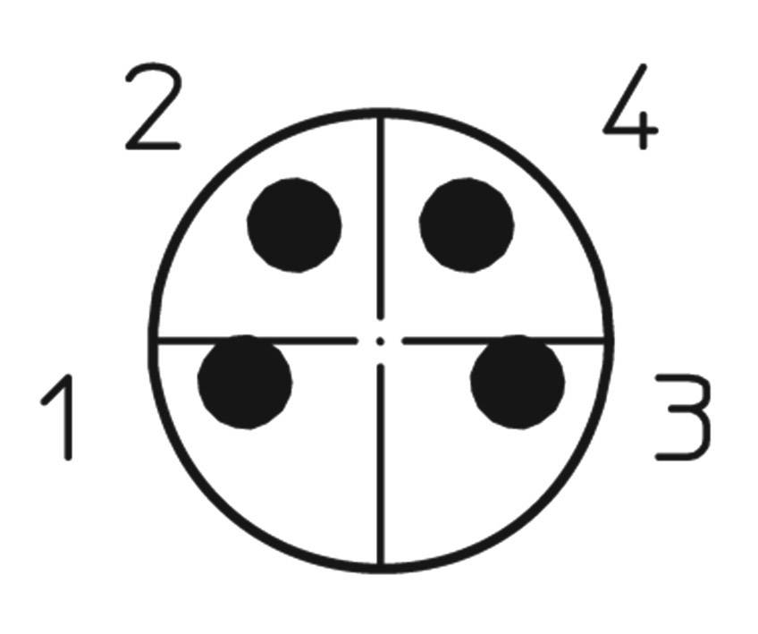 Pie chart with four quadrants; quadrants numbered 1 to 4. Each quadrant contains a black dot.