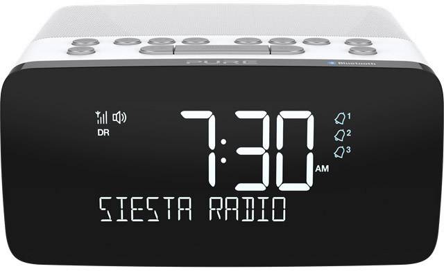 Pure Siesta Charge Radio alarm clock DAB+, FM Bluetooth, USB Battery charger White