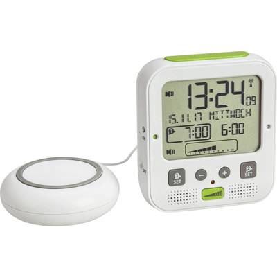 Image of TFA Dostmann 60.2538.02 Radio Alarm clock White, Green Alarm times 2 Vibration alarm, High volume alarm , Large display