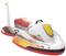 Inflatable jet ski with the inscription 'Wave Rider GP500'. Main colours are white, red and yellow. Suitable for children.