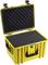 Yellow protective hard plastic case with open foam padding inside. Suitable for securely storing sensitive equipment.