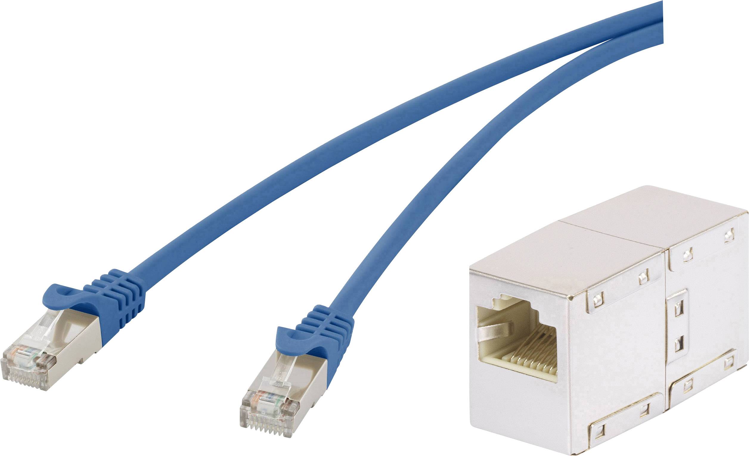 Renkforce RF-3828860 RJ45 Network cable, patch cable CAT 5e F/UTP 0.50 m Blue incl. detent 1 pc(s)