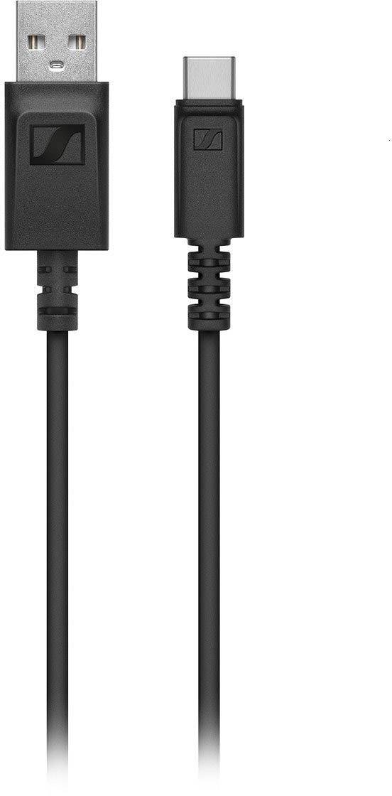 'Black USB-C cable, USB-A to USB-C connector, suitable for data transfer and charging electronic devices.'