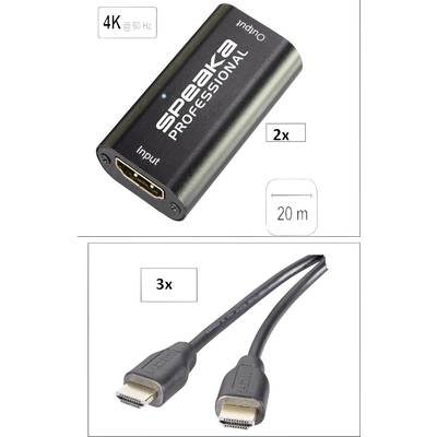 SpeaKa Professional HDMI Cable HDMI-A plug, HDMI-A plug 15.00 m Black SP-7658012 Audio Return Channel, gold plated conne