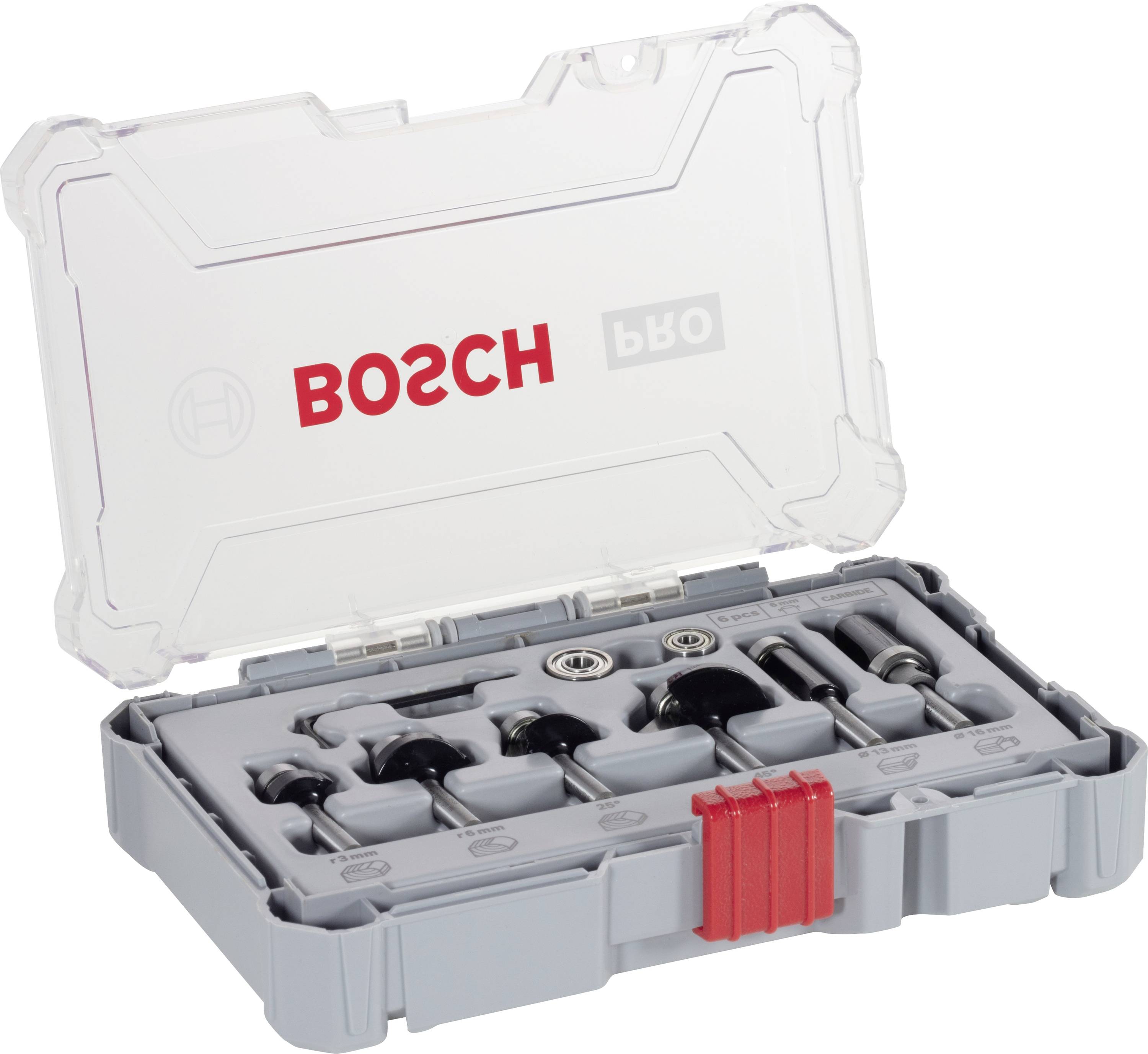 Edge and edge milling cutter set, 6 mm shaft, 6-part Bosch Accessories 2607017468
