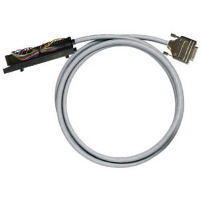 'Serial cable connection with a DB25 plug; open cable end with colour-coded wires for electrical connections.'