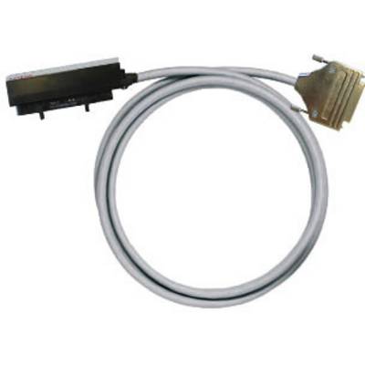 Grey computer cable with a rectangular connector on one side and a metallic connector on the other end.