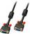 Black VGA cable with two connectors, red screw caps. Suitable for analogue video connections between computers and monitors.
