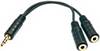LINDY 35627 Audio/phono Cable [1x Jack plug 3.5 mm - 2x Jack socket 3.5 mm] 0.12 m Black