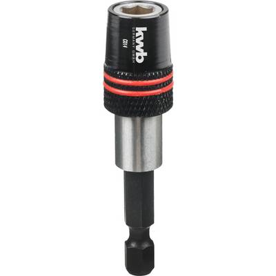 Quick-change bit retention system, with black and red marked surface, for power tools to secure bits.