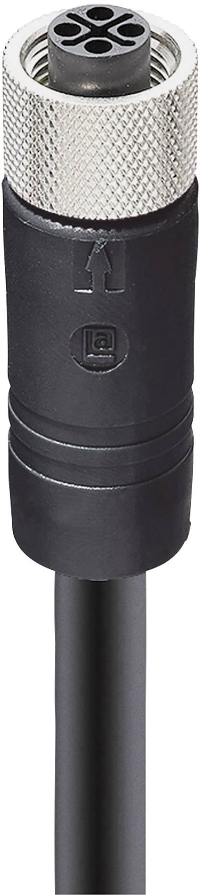 A black, round plug with a metallic thread at the upper end, suitable for connecting electronic devices.