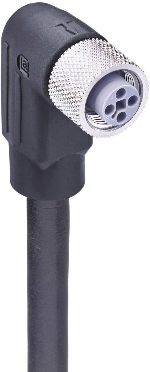 Connector with angled design and round metal sleeve, suitable for industrial applications.