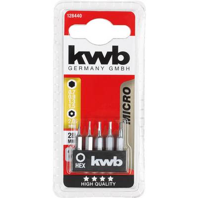 'Kwb Germany GmbH' Hexagon Bit Set in transparent packaging. Contains six bits with varying sizes, ranging from 0.7 to 3 mm.