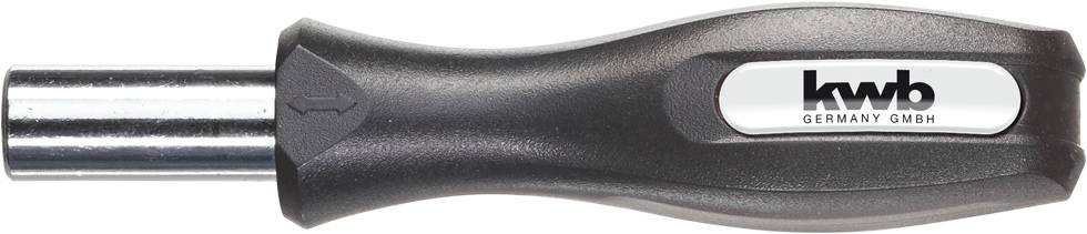 Screwdriver handle with a hexagonal metal end, suitable for various tool attachments, featuring the 'kwb Germany GmbH' logo.