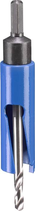 A blue countersink with a black hexagonal shank, suitable for pre-drilling and countersinking in a single operation.