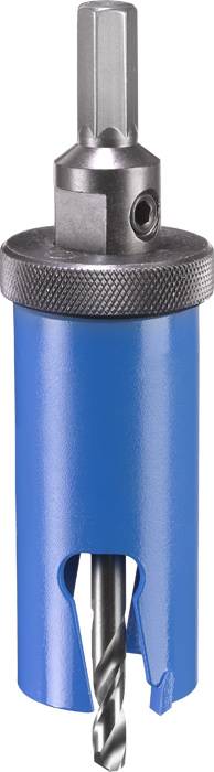 Metal drill bit with a blue shaft and silver drill head for use in drilling machines. Ideal for precise drilling in metal surfaces.