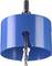 Blue hole saw attachment with integrated drill bit, suitable for drilling large holes in wood or plasterboard.