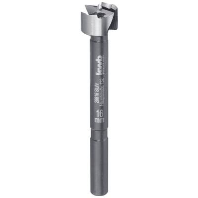 Drill bit with a flat head and cylindrical shaft. Engraving shows '16 mm' and 'KWB Tool'. Suitable for precise drilling.