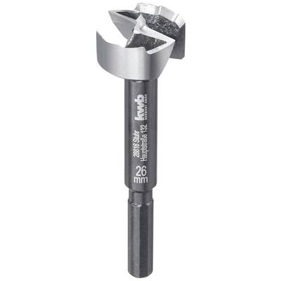Forstner drill bit made of steel with 26 mm diameter, for precise drilling of wooden cores.