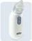Electronic ear thermometer in white with two blue buttons, brand name 'Braun'.