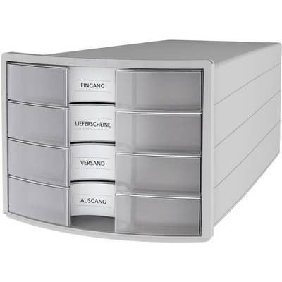 Grey filing system with four drawers, labelled 'Incoming', 'Delivery Notes', 'Dispatch' and 'Outgoing'.