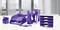 Lilac Office Organisation: File Trays, Pen Holders, Desktop Organisers and Drawer Boxes on a White Table. Office Accessories in Modern Design.