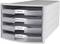 Grey filing cabinet with four drawers, labelled: 'Incoming', 'Delivery Notes', 'Dispatch', 'Outgoing'. Ideal for office organisation.