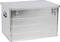 Metal box with a lid and carrying handles on the sides, suitable for the secure transportation and storage of items.