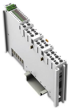 Electronic module with multiple connections and green label on top. Used for wiring in control systems.