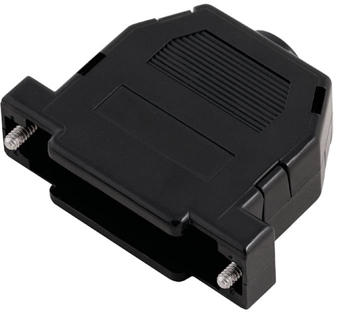 Black socket housing adapter with rectangular shape and two side-mounting screws.