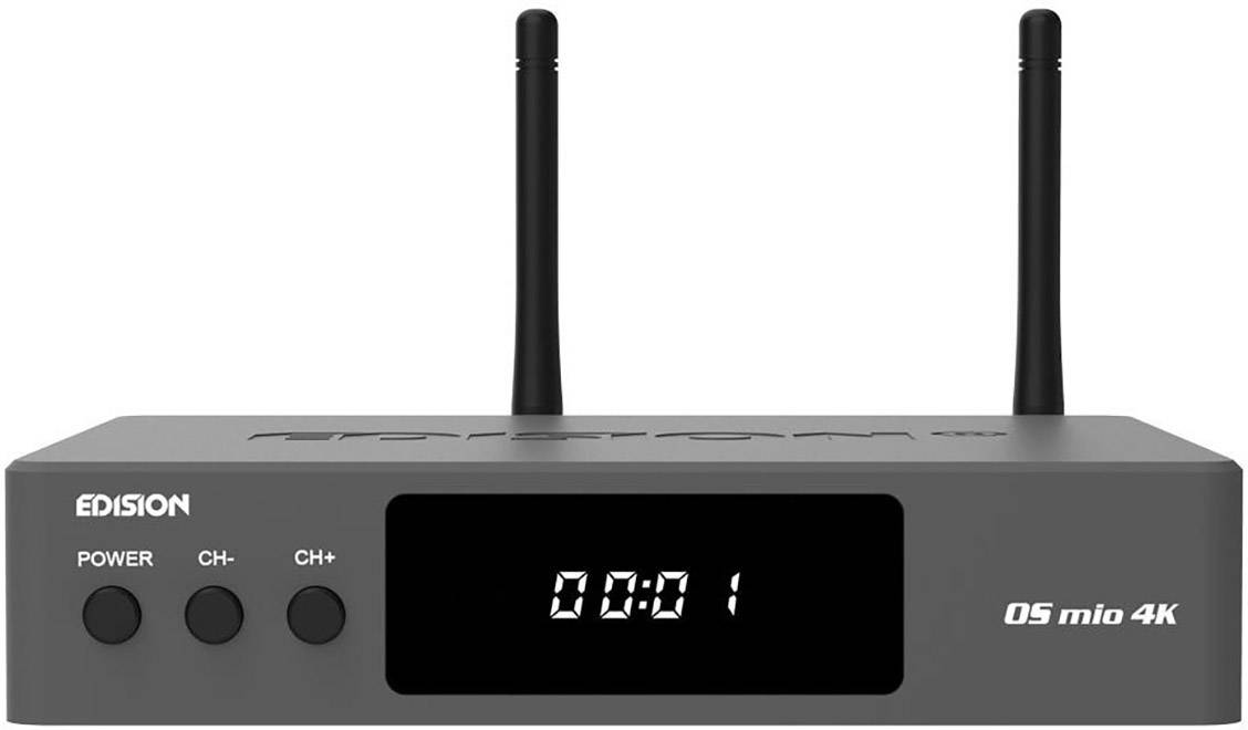 EDISION OS MIO 4K S2X + T2/C DVB-S2/T/T2/C receiver combo Wi-Fi compatibility, Ethernet port, Linux, Recording function No. of tuners: 2