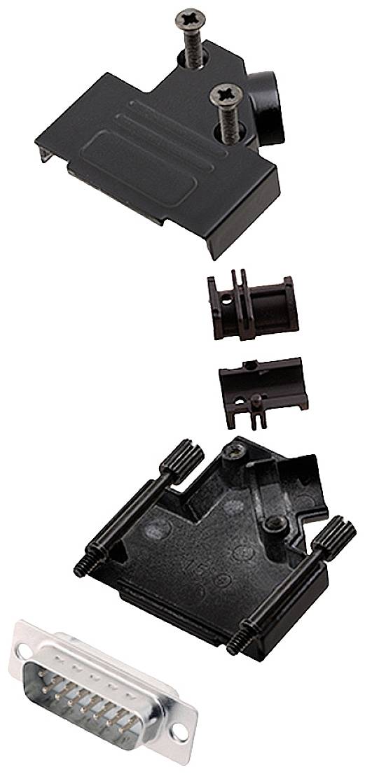 encitech D45ZK15-BK-DMP-W-K 6355-8103-22 D-SUB pin strip set 45 ° Number of pins: 15 Solder bucket 1 pc(s)-0