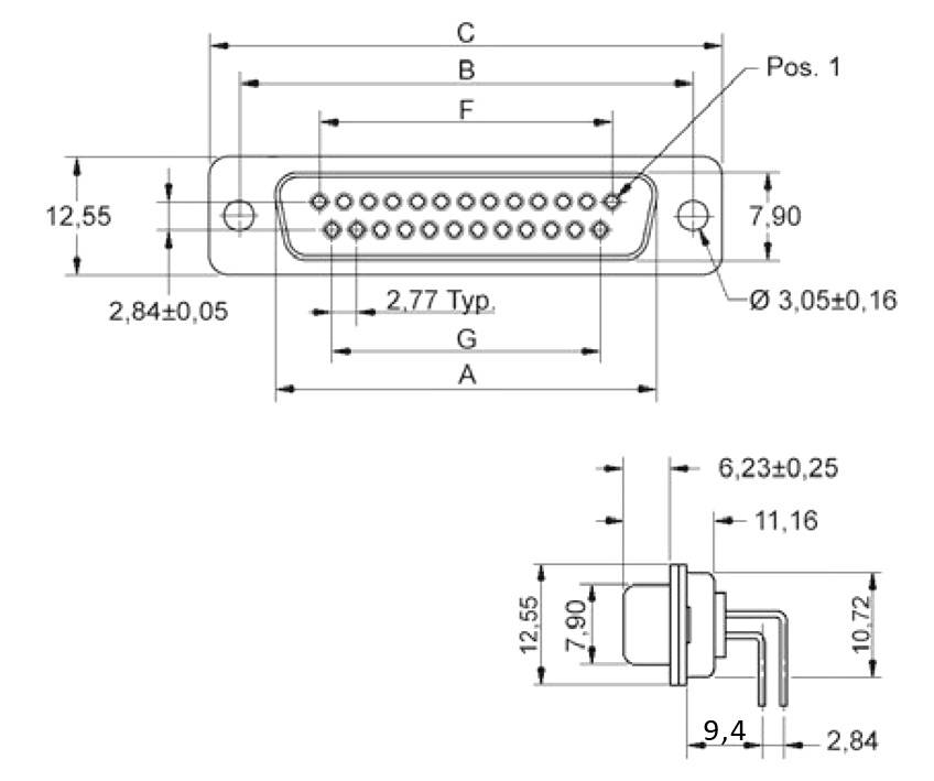 encitech DD37-F-T-B-G-RBM 2103-2200-14 D-SUB receptacles 90 ° Number of pins: 37 Solder pins 1 pc(s) Tray-1