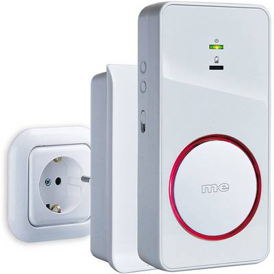Wi-Fi Socket Doorbell: The image shows a white Wi-Fi doorbell device with a red LED indicator and a socket in the background.