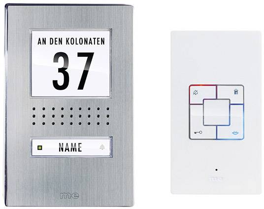Image of m-e modern-electronics ADV 1141 Vistadoor Door intercom Corded Complete kit Stainless steel, White