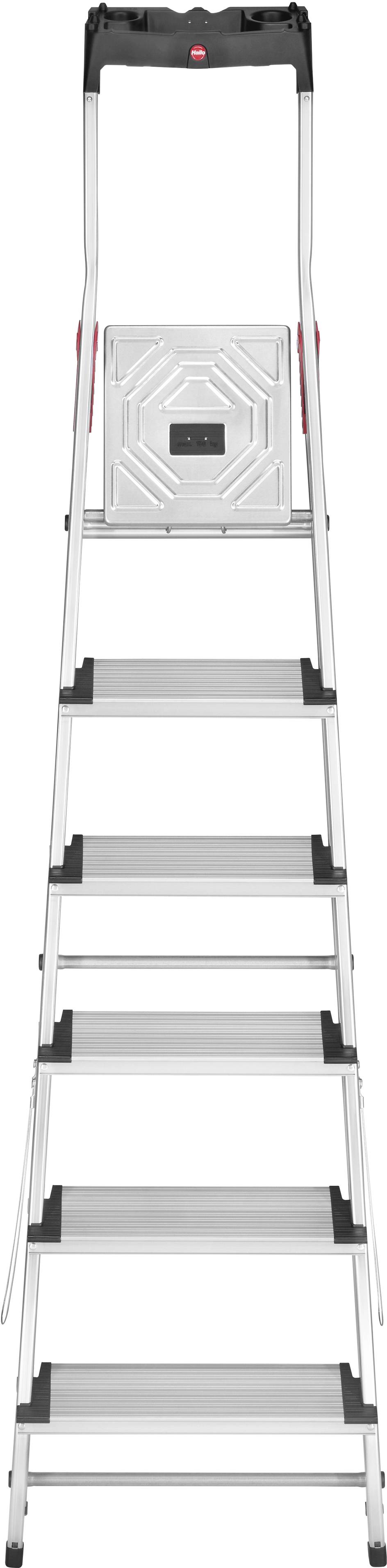 Folding aluminium ladder with six steps, suitable for home use or professional tasks.