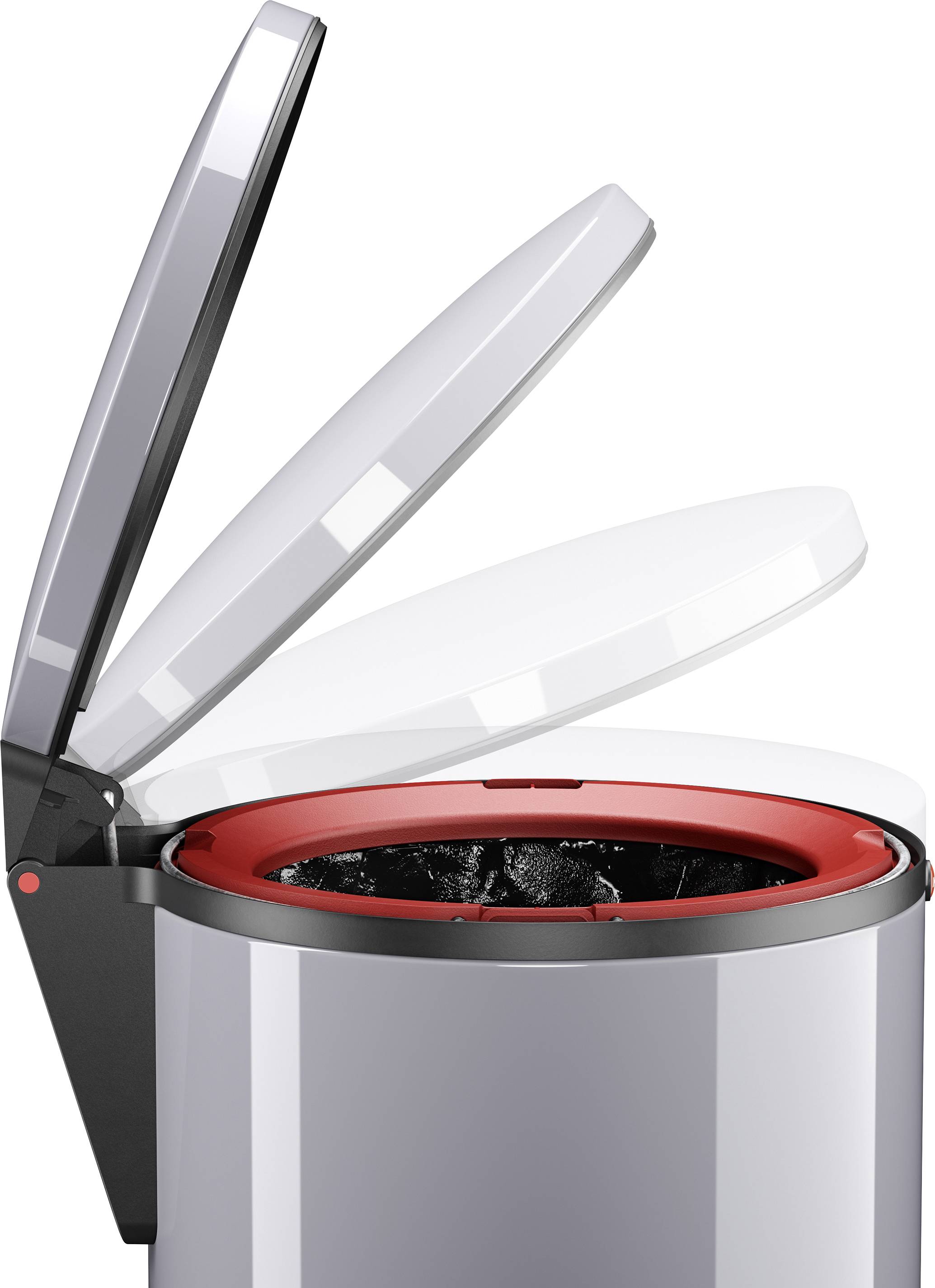 Hailo Pure M 0517-020 Garbage bin 12 l Steel plate (Ø x H) 263 mm x 43.5 cm Silver Foot pedal 1 pc(s)-5