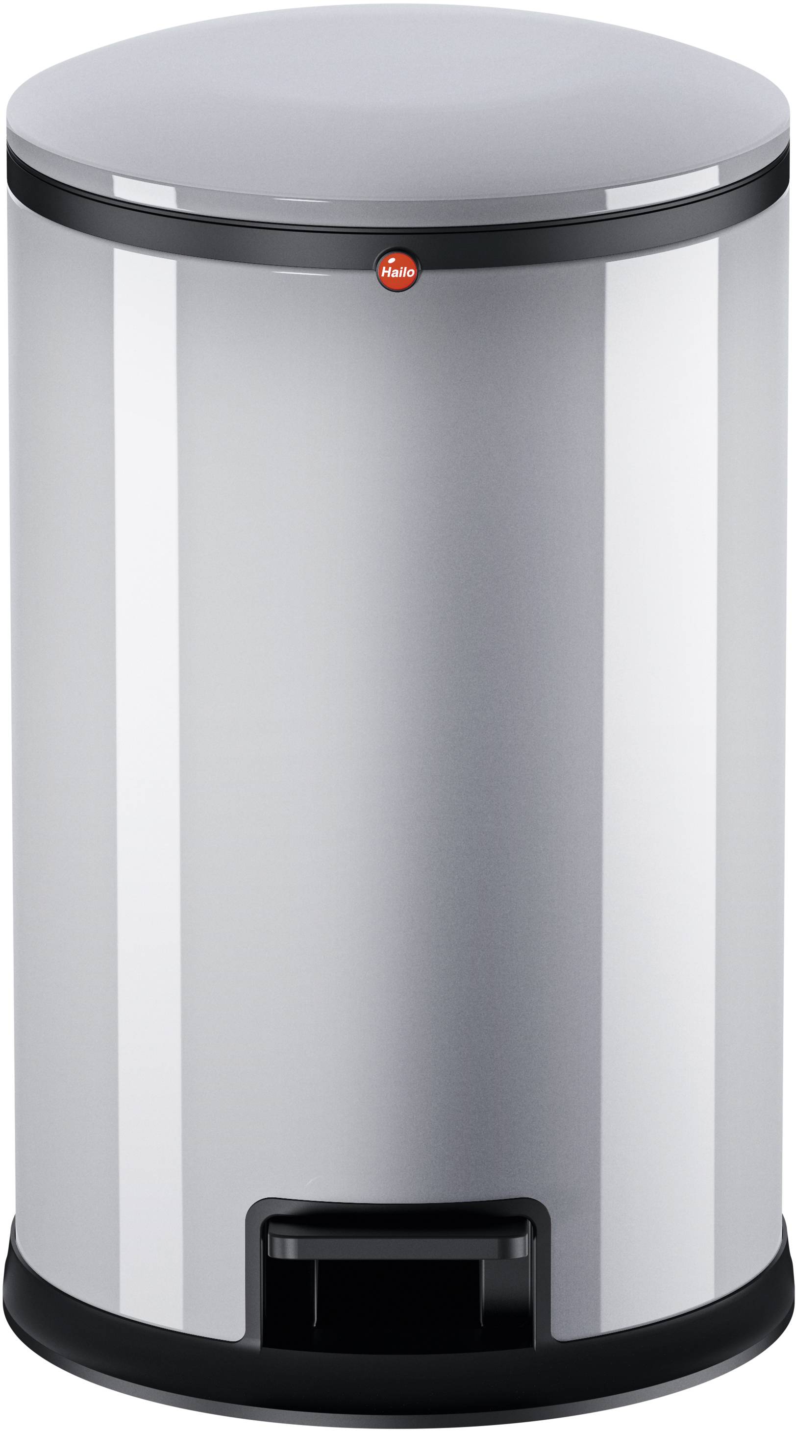 Hailo Pure M 0517-020 Garbage bin 12 l Steel plate (Ø x H) 263 mm x 43.5 cm Silver Foot pedal 1 pc(s)-1