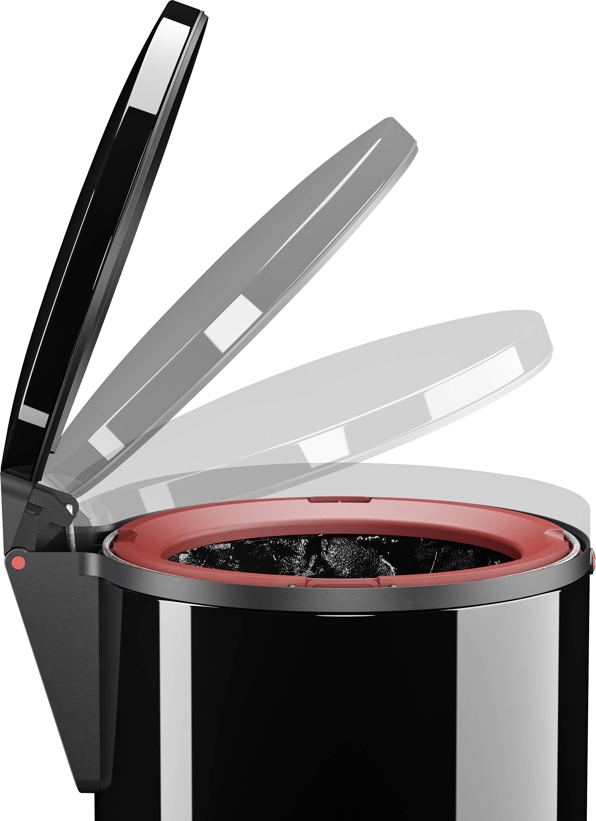 Hailo Pure M 0517-060 Garbage bin 12 l Steel plate (Ø x H) 263 mm x 435 mm Black Foot pedal 1 pc(s)-5