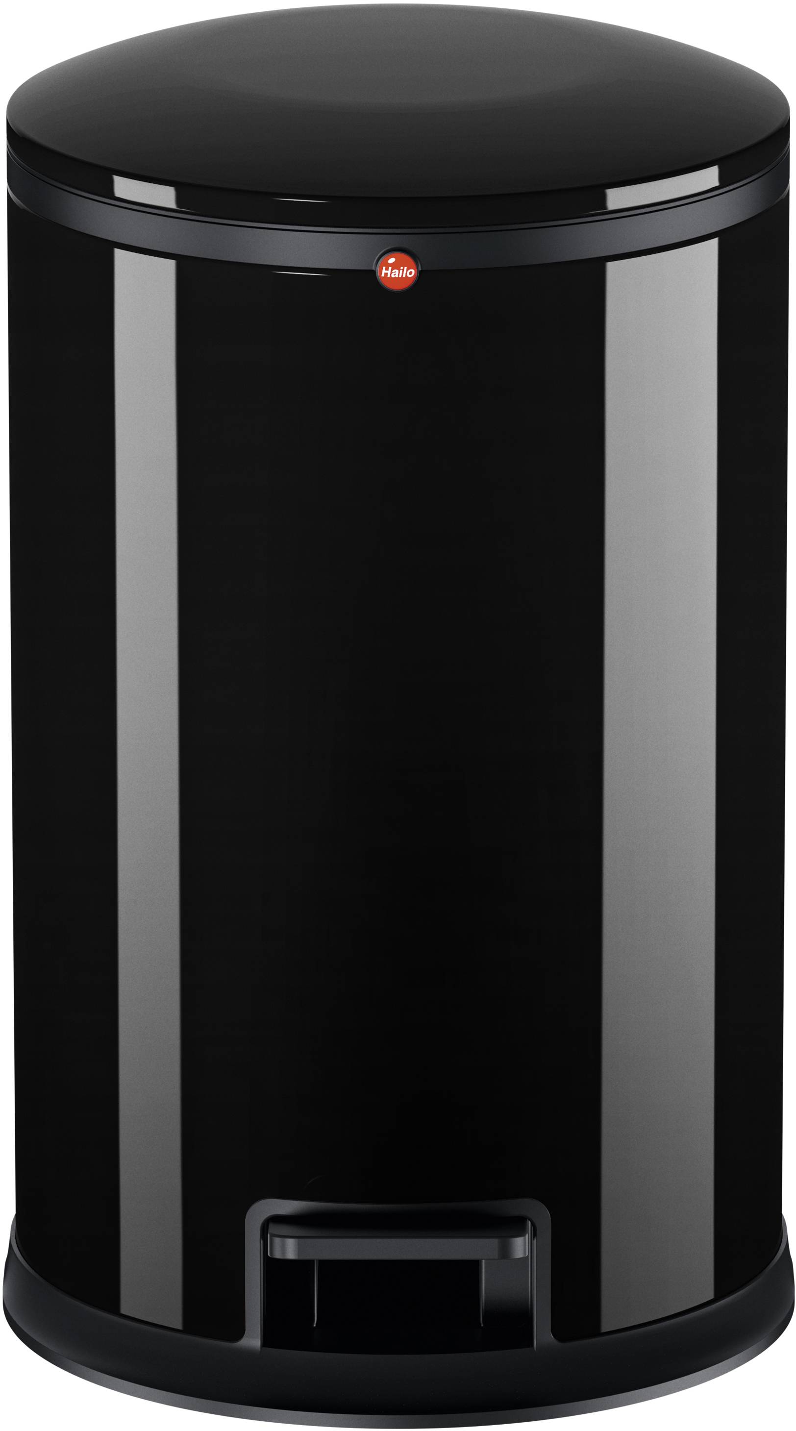 Hailo Pure M 0517-060 Garbage bin 12 l Steel plate (Ø x H) 263 mm x 435 mm Black Foot pedal 1 pc(s)-1