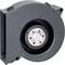 Black radial fan with metal blades and plastic casing, suitable for electronic cooling applications.