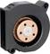 Black and copper-coloured fan in an enclosure, likely used for cooling electronic devices.